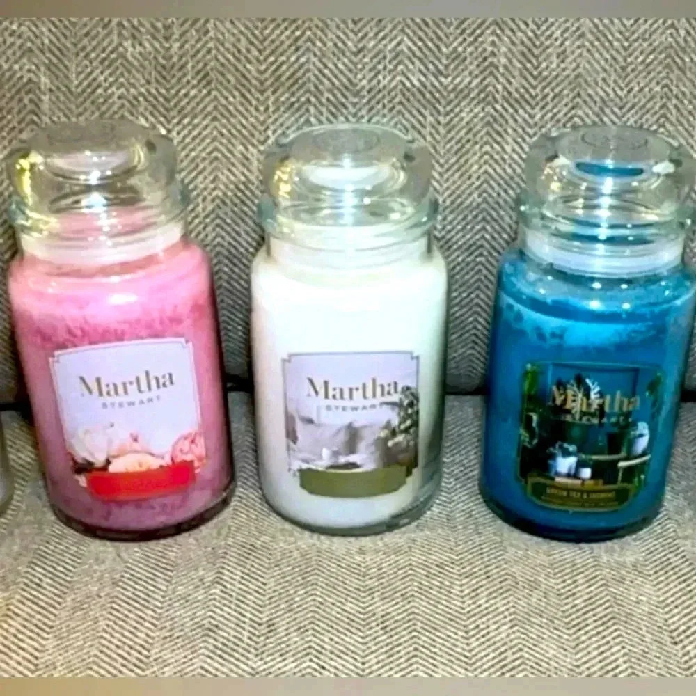 NWT Martha Stewart Home Designer Large 2 Wick Scented Candle Glass Jar w/Lid